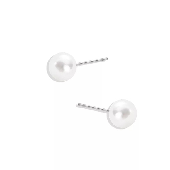 New Sterling Silver 925 Faux Pearl Stud Earrings - Picture 6 of 7